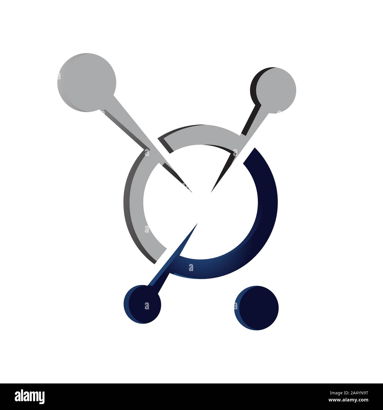 abstract neuron cell biotech molecule atom nanotechnology logo vector icon illustration Stock Vector