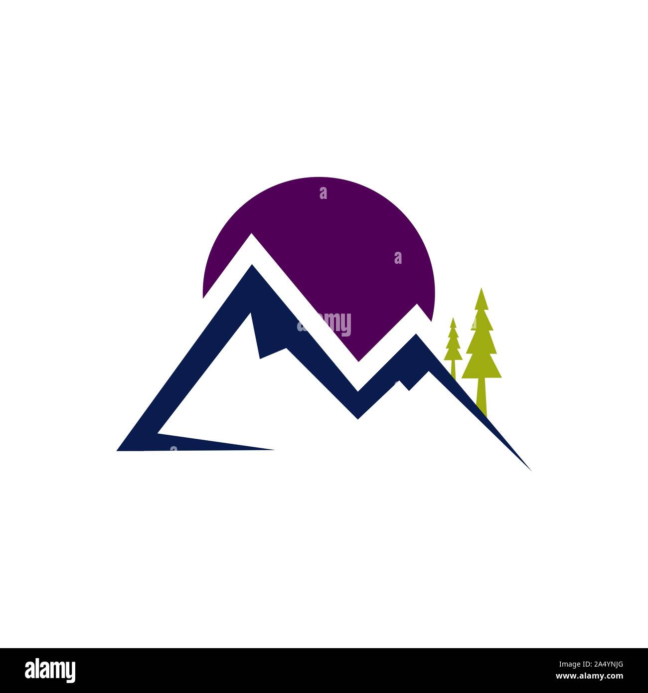 outdoor landscape of Mountain logo vector illustration Stock Vector