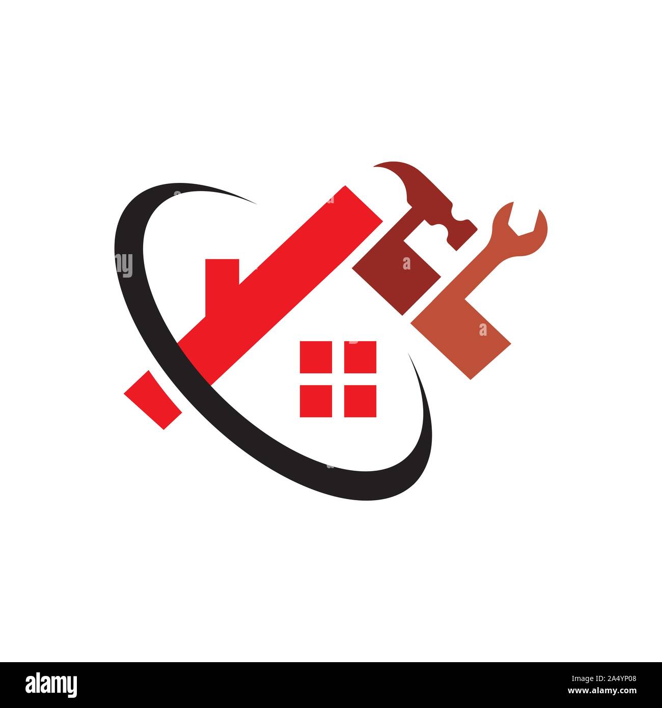 home repair logo renovation maintenance tools and house construction concept Stock Vector