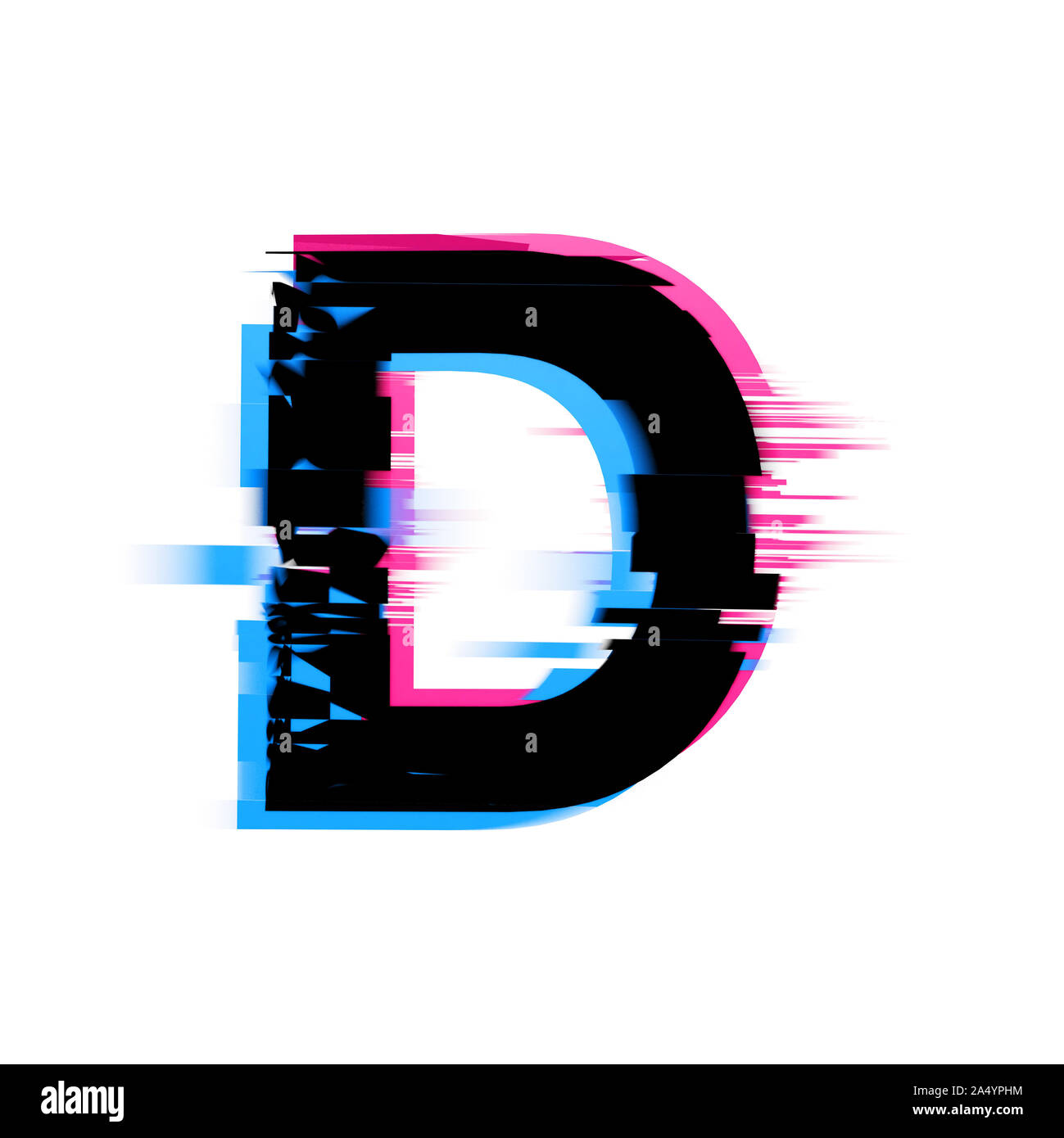 Letter D distorted neon glitch effect text font. 3D Render Stock Photo -  Alamy