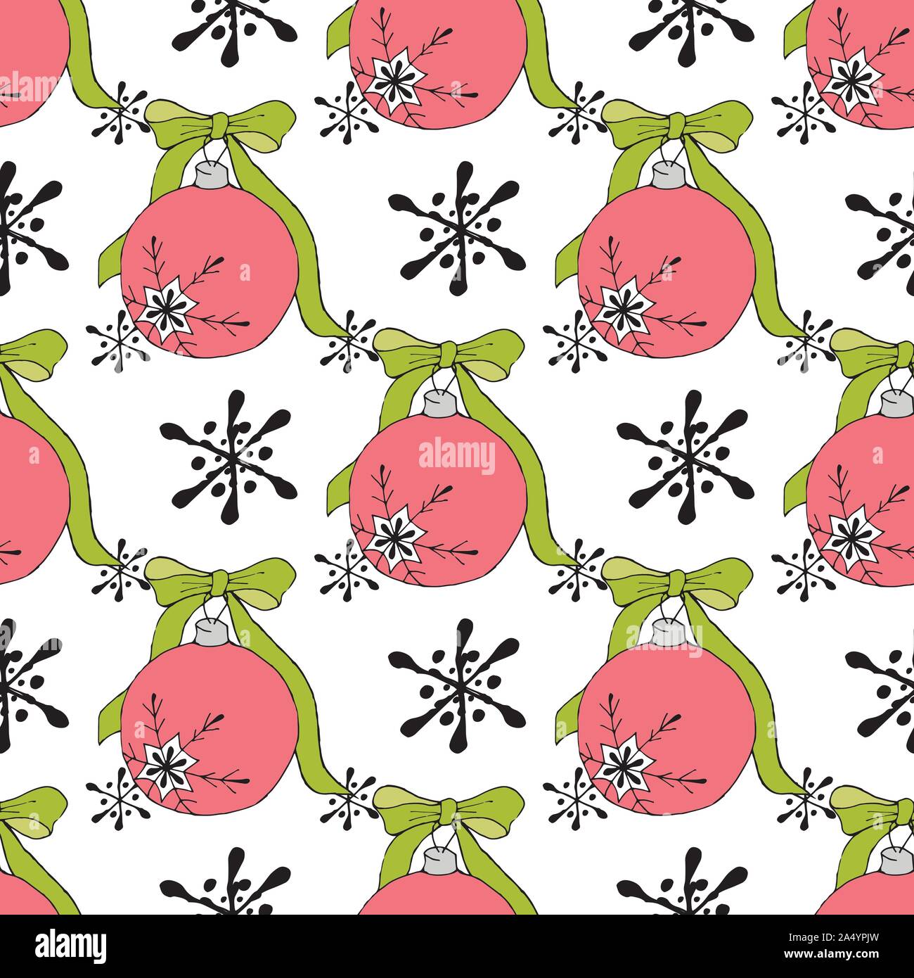 Christmas balls seamless pattern. Modern abstract red collection on a ...