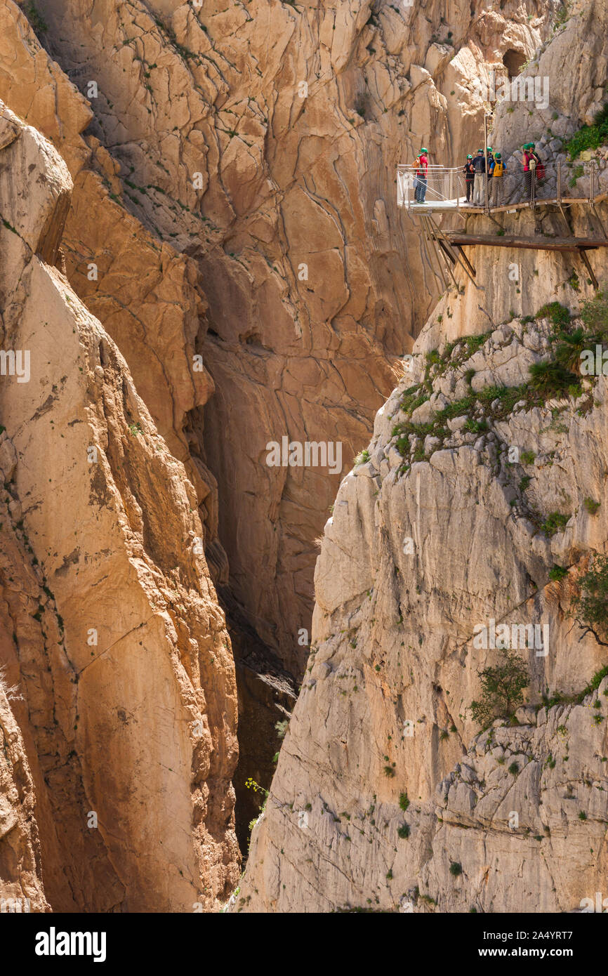 Caminito del Rey facilities enabled for adventure hikers. Malaga, Andalusia, Spain. April junio 2017 Stock Photo