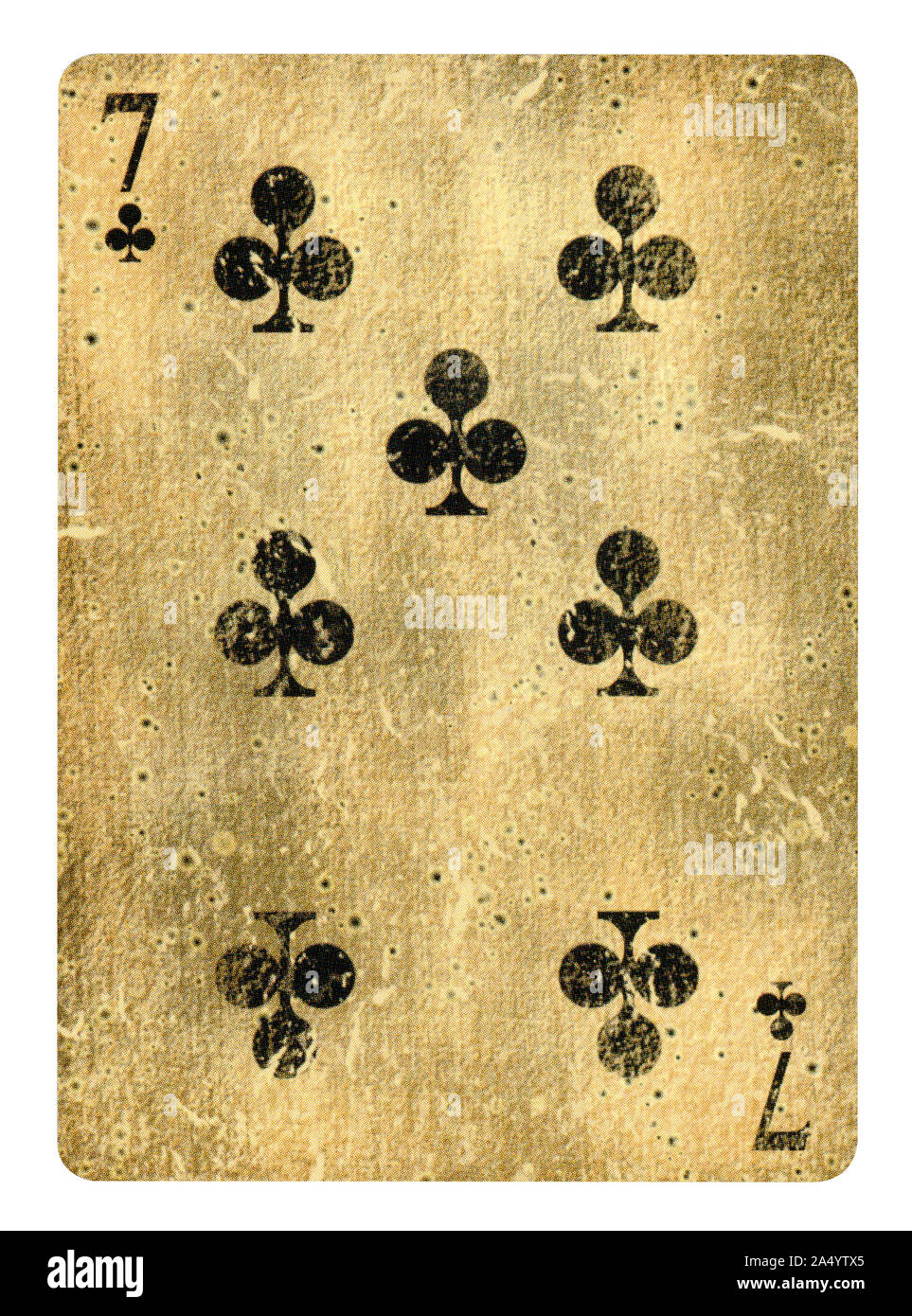 Seven of Clubs playing card - isolated on white (clipping path included) Stock Photo
