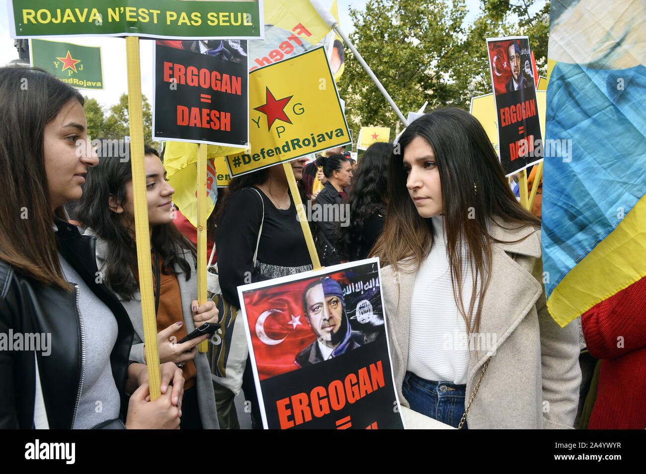 Kurdish People protest for defending Rojava - Place de la République ...