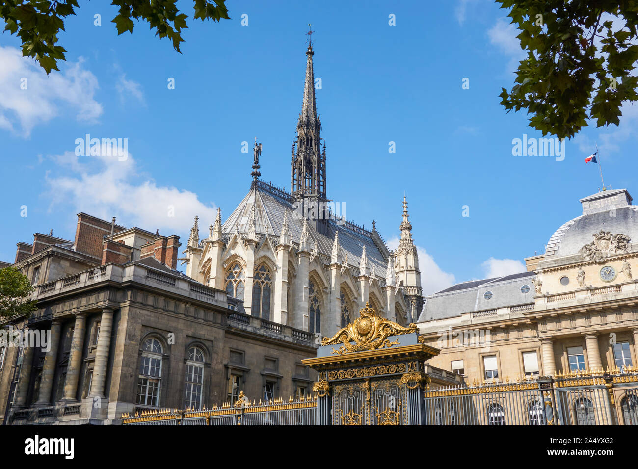 Exterior view of the holy chapel (Sainte Chapelle) in Paris, France. Gothic royal medieval church located in the center of Paris and one of the most f Stock Photo