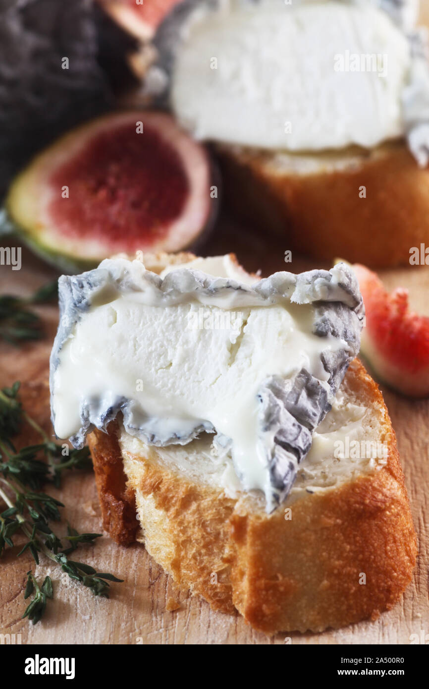 Canapes With Goat Cheese and Figs Stock Photo Alamy