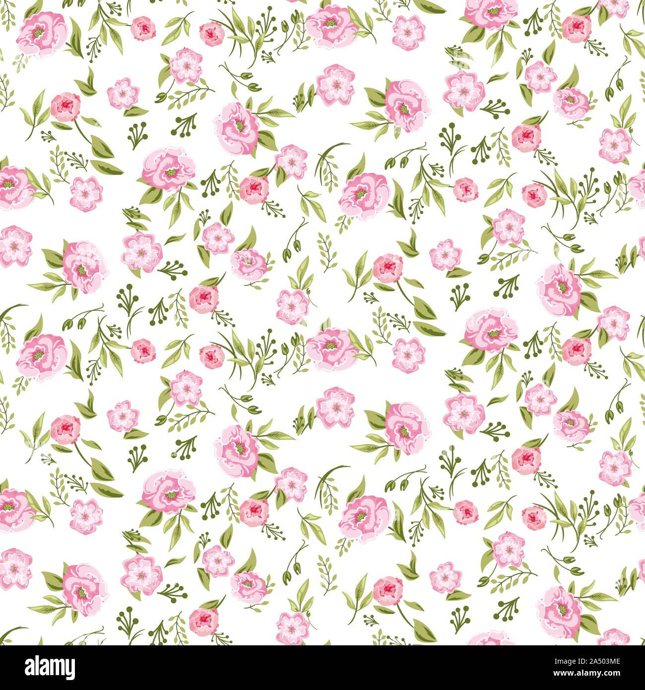 Rose peony flowers seamless pattern texture on white background. Stock Vector