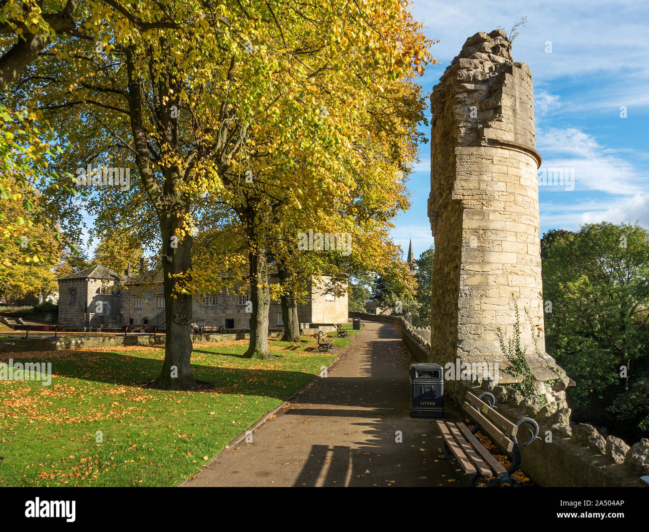 Ruined tower in the Castle Grounds at Knaresborough North Yorkshire England Stock Photo