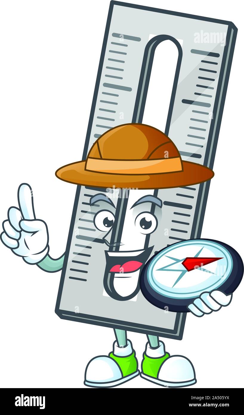 Explorer icon rullers cartoon character with mascot Stock Vector