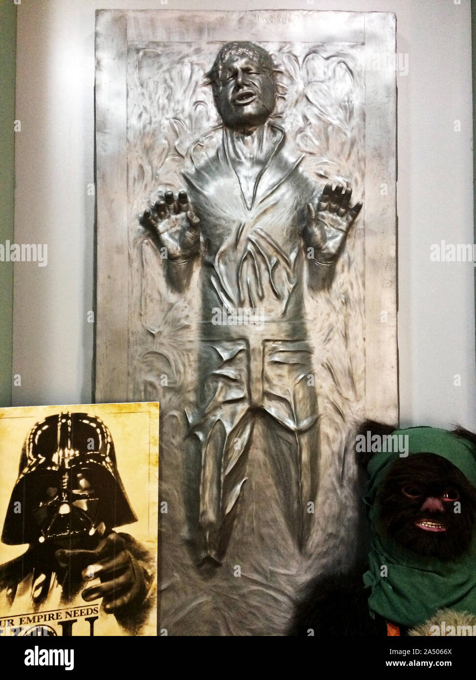Reproduction in original scales of Han Solo carbon frozen in Star Wars  movie saga Stock Photo - Alamy