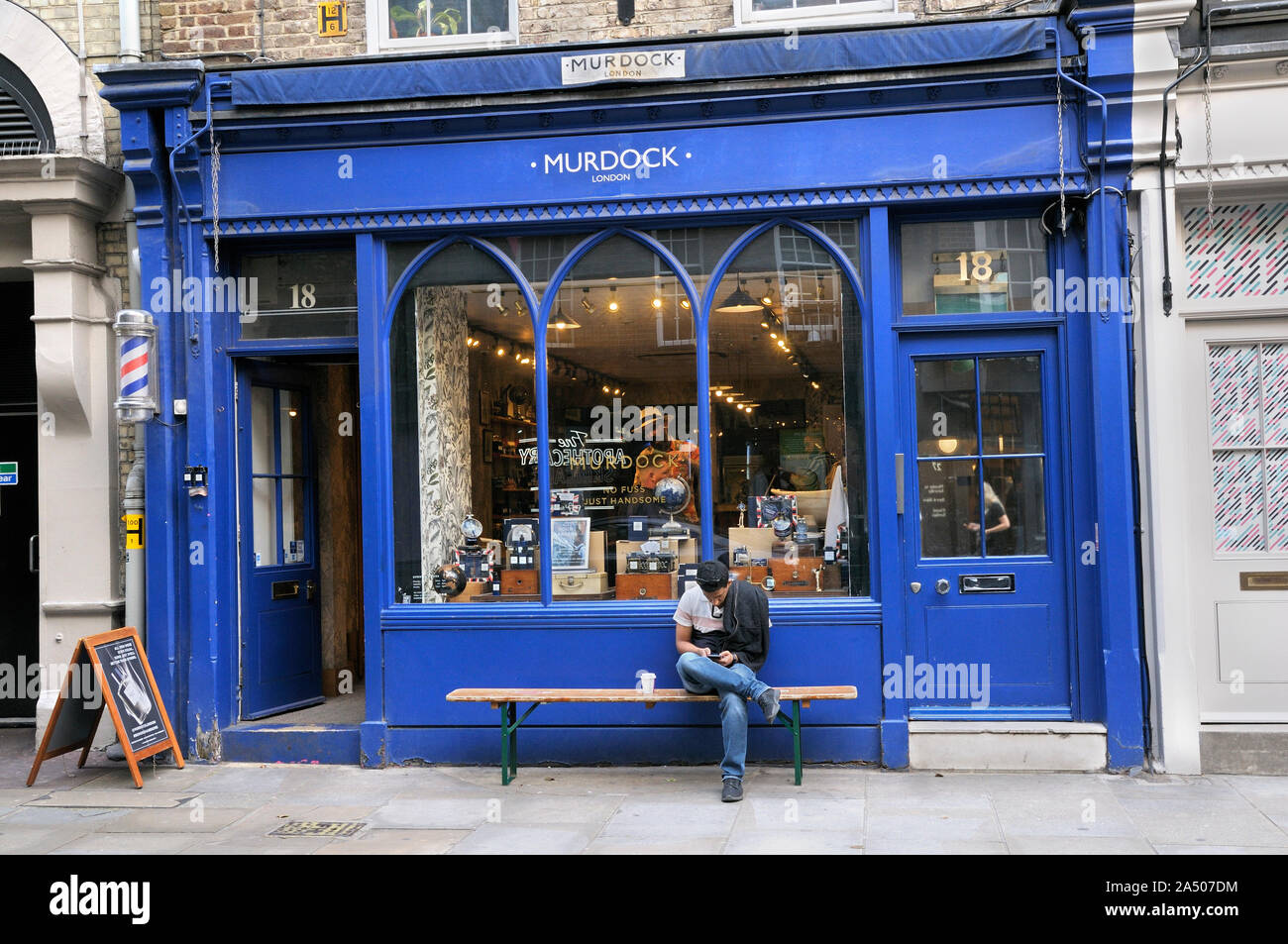 Murdock London, a stylish barber shop in Monmouth Street, Covent Garden, London, England, UK Stock Photo