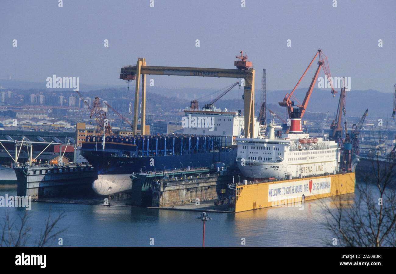 GOTHENBURG with one of the last shippyard docks at City varvet before it was shut down Stock Photo