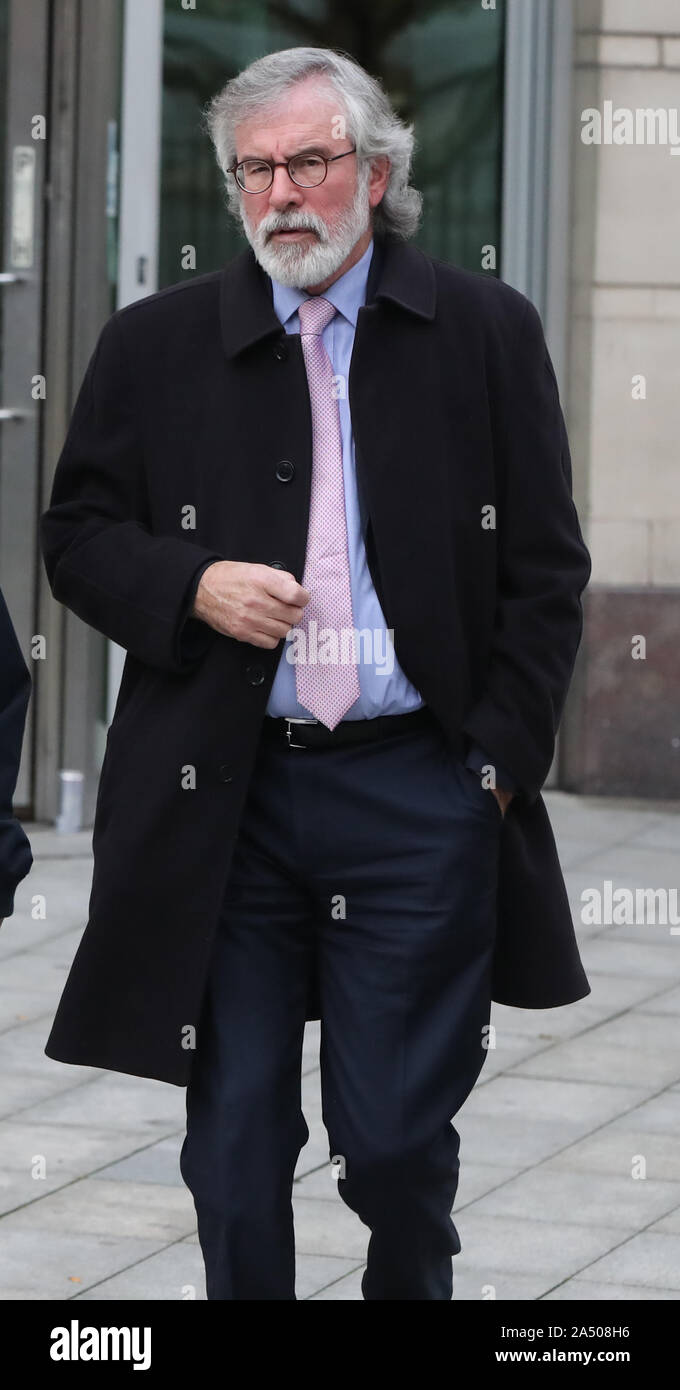 former Sinn Fein President Gerry Adams leaving Belfast Crown Court after appearing as a witness at a trial of the facts into two charges of soliciting the murder of Jean McConville against veteran republican Ivor Bell. 14/10/2019 Stock Photo