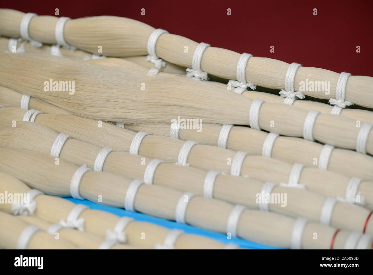 Italy, Lombardy, Cremona, Cremona Musica International Exhibitions and Festival 2019, Horse Hair Bow Stock Photo