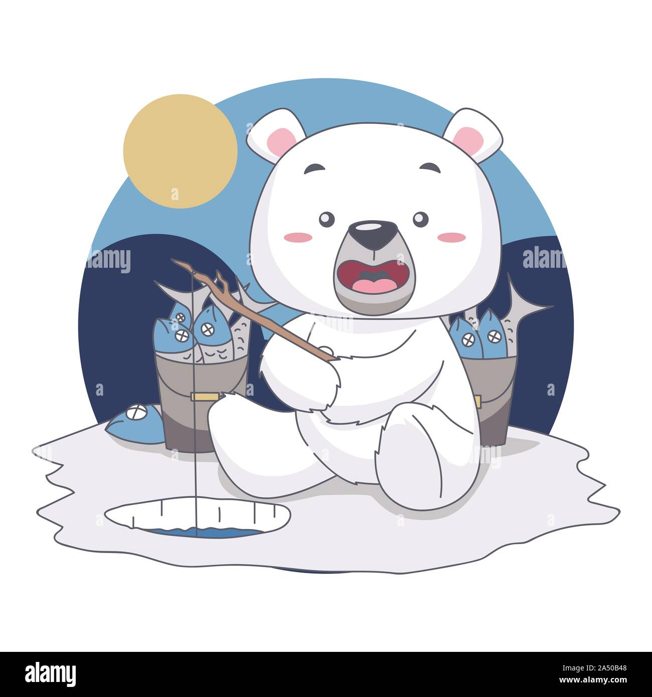 Snow Bear Fishing, want to eat fish in food festival. Vector Illustration Stock  Vector Image & Art - Alamy