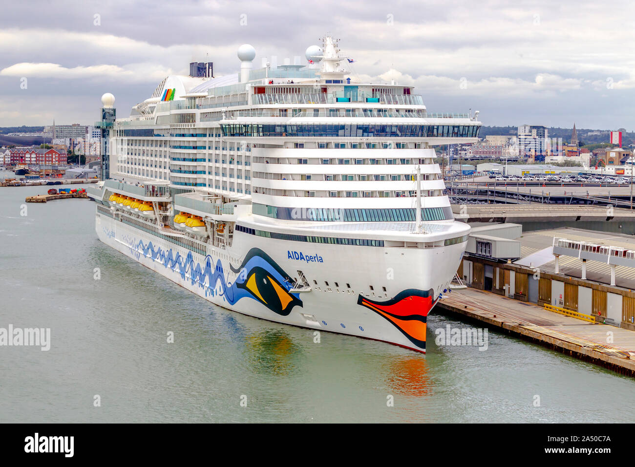 Aida Peria Passengers Ship Moored At The Queen Elizebeth 11 Cruise Terminal In Southampton Hampshire Uk Stock Photo Alamy