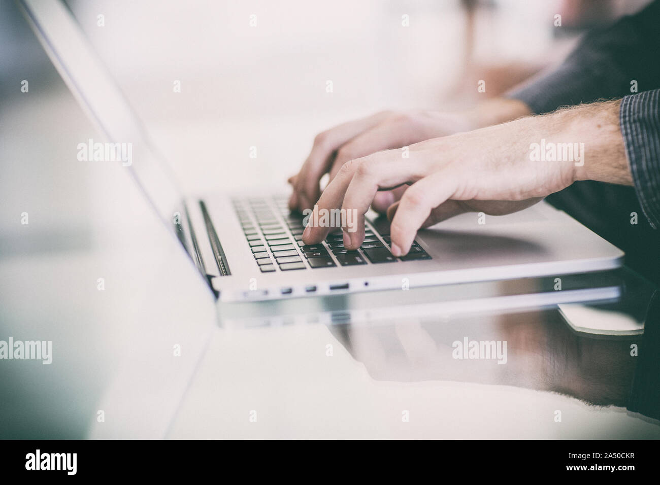 Work on a laptop - as always, the programmer pretends to work Stock Photo