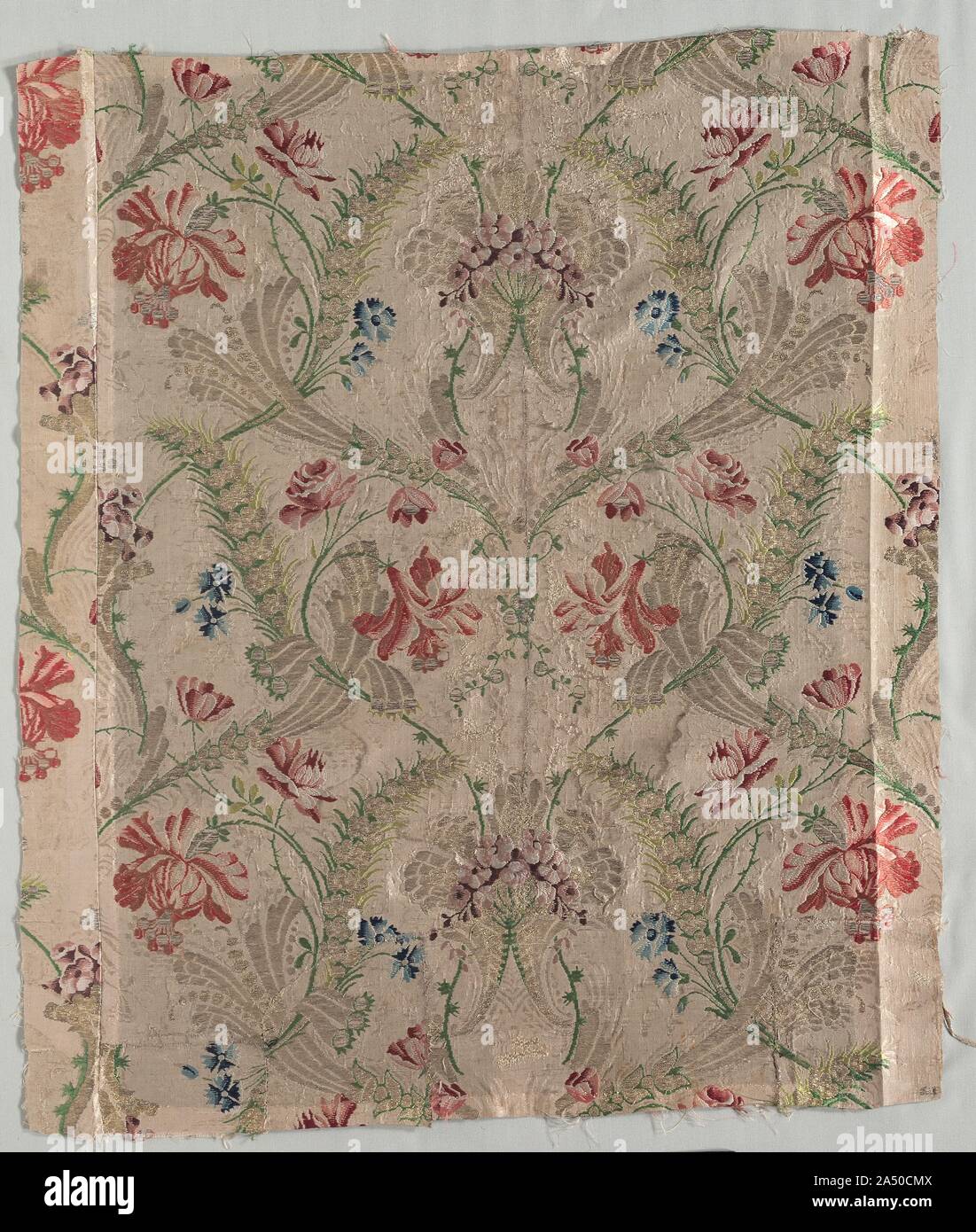 Brocaded Silk, early 1700s. Stock Photo