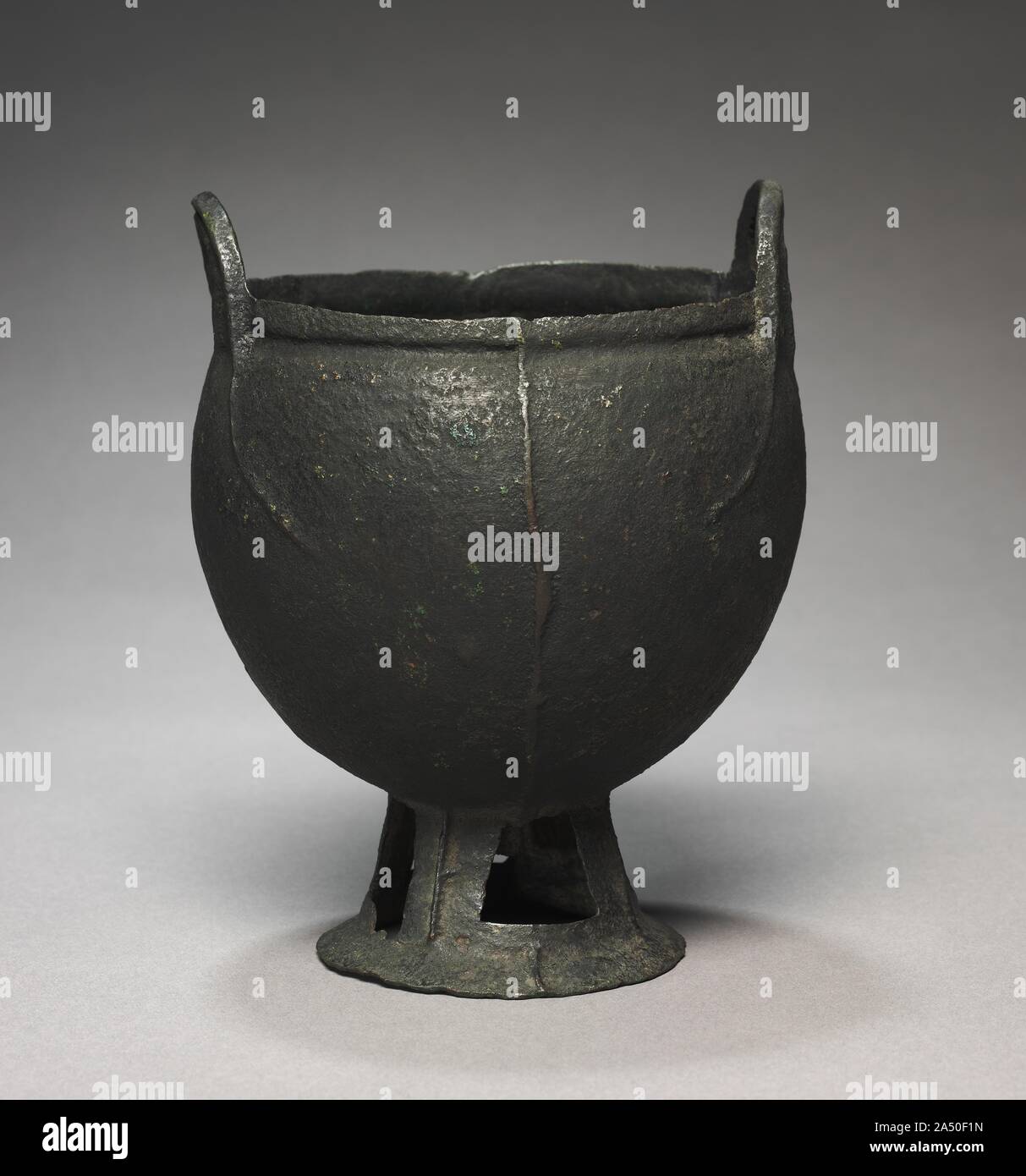 Cauldron on High Rounded Foot, 2nd-1st Century BC. Stock Photo