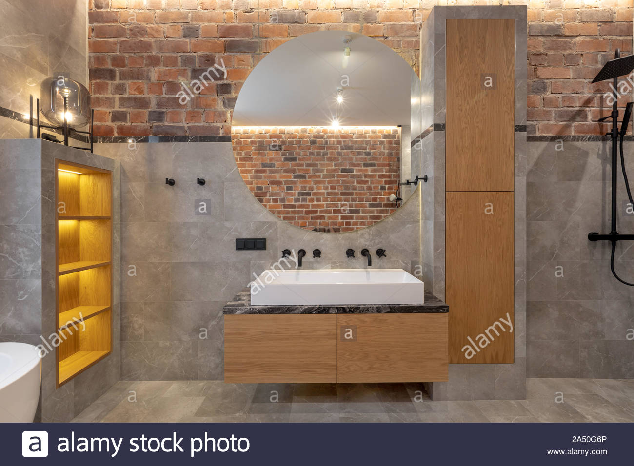 Loft Interior Of Spacious Wet Room Open Walk In Shower