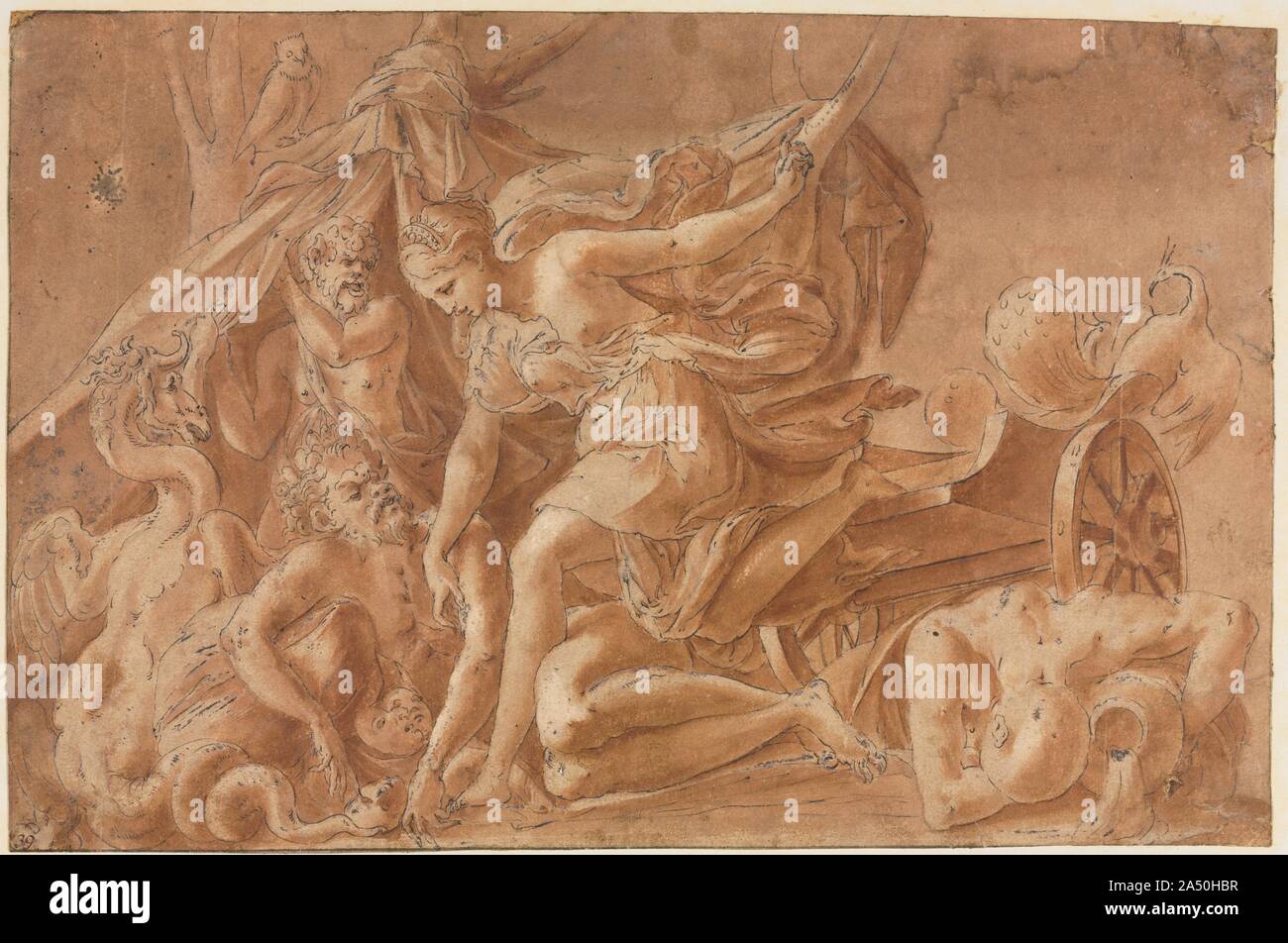 Copy after Primaticcio's Juno Awakening Sleep, after 1535. Stock Photo