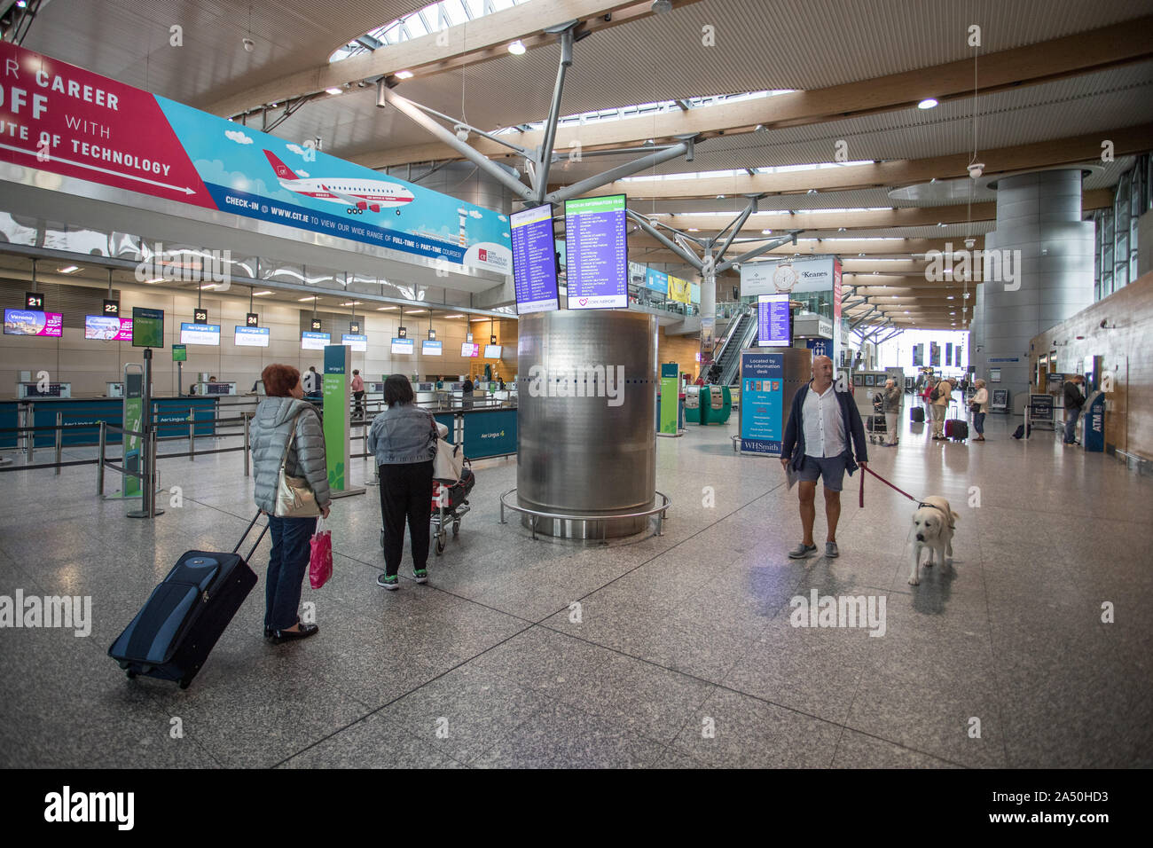 Cork Airport ,Ireland September 25, 2019 Passengers walking through