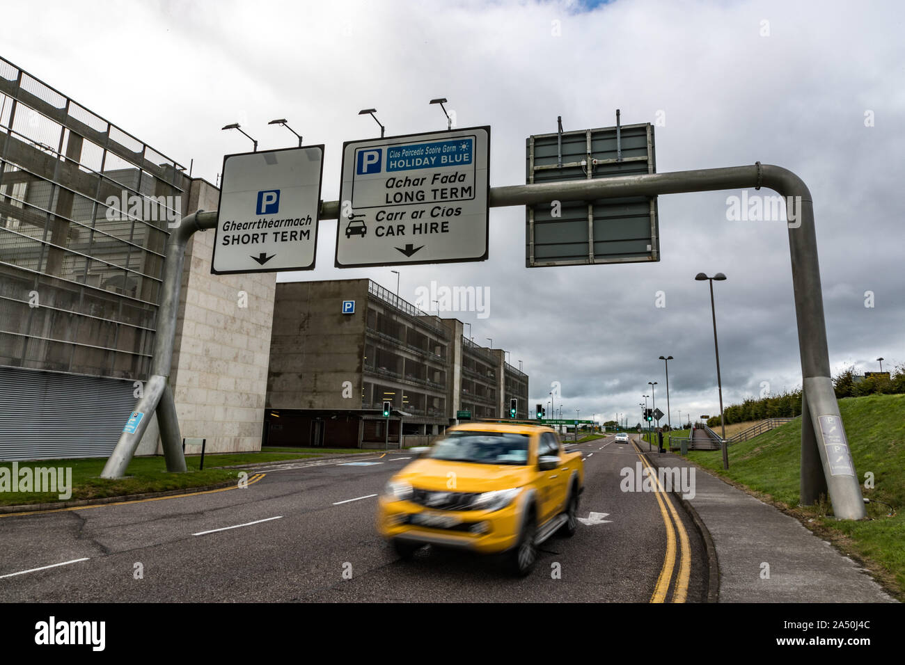 Cork Airport ,Ireland - September 25, 2019: Cars driving out of Cork city airport car park Stock Photo