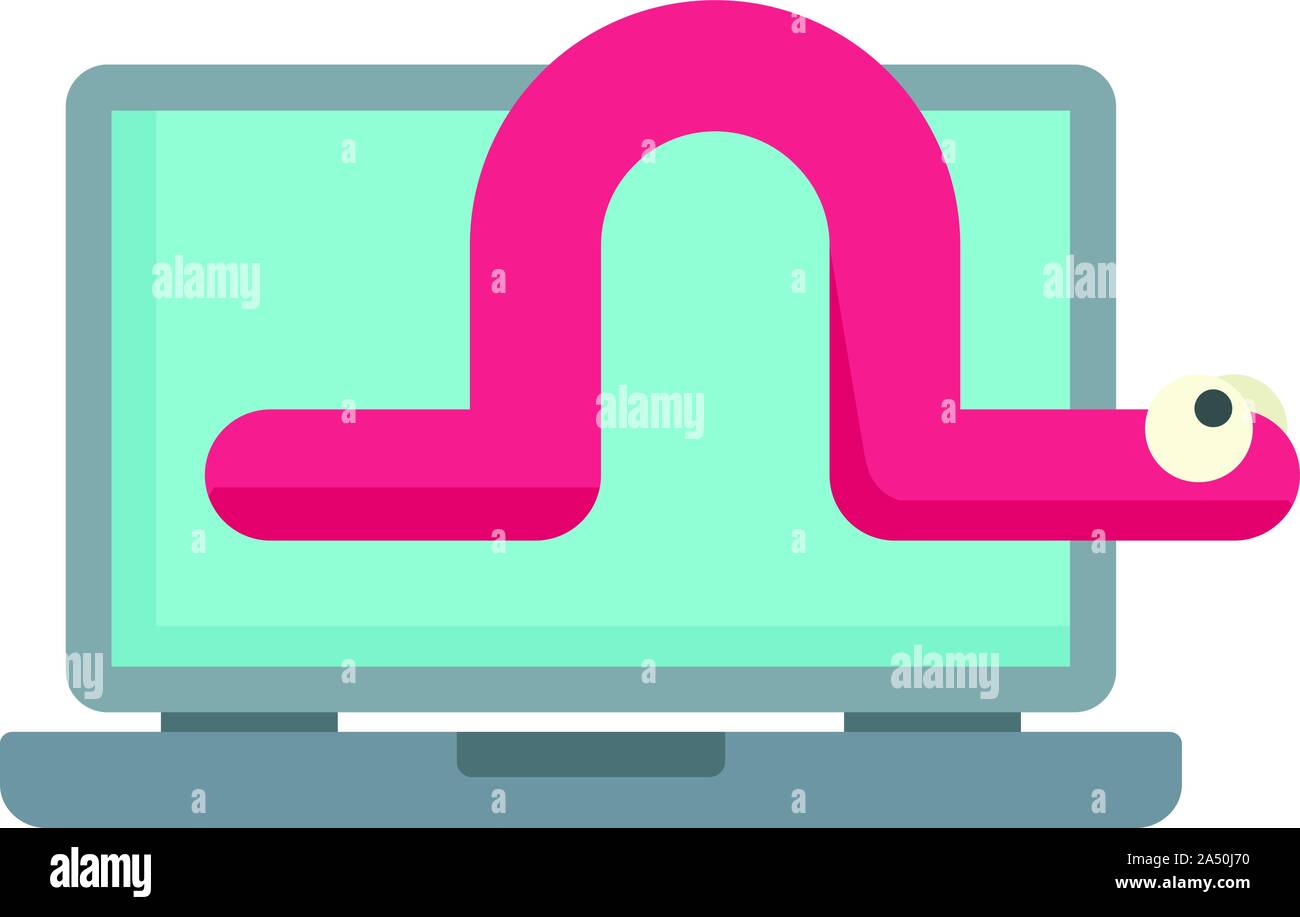 Worm laptop icon. Flat illustration of worm laptop vector icon for web ...