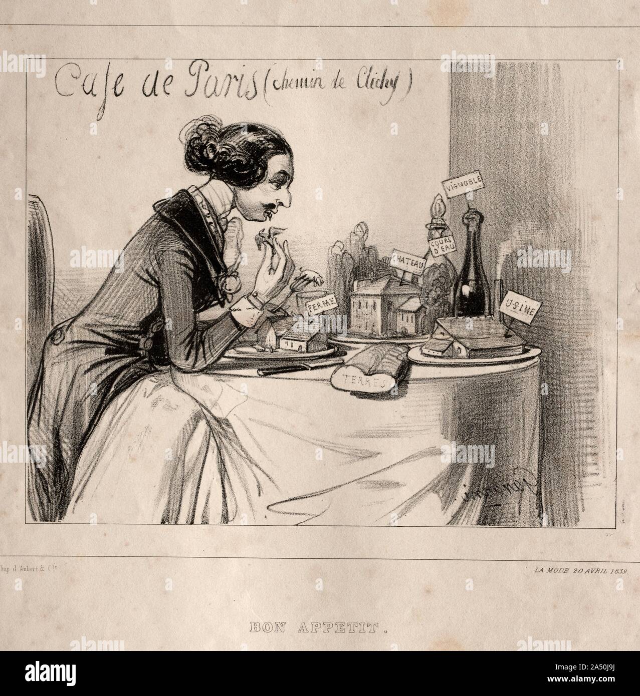 Croquis Fantastique: Bon Appetit, 1839. Stock Photo