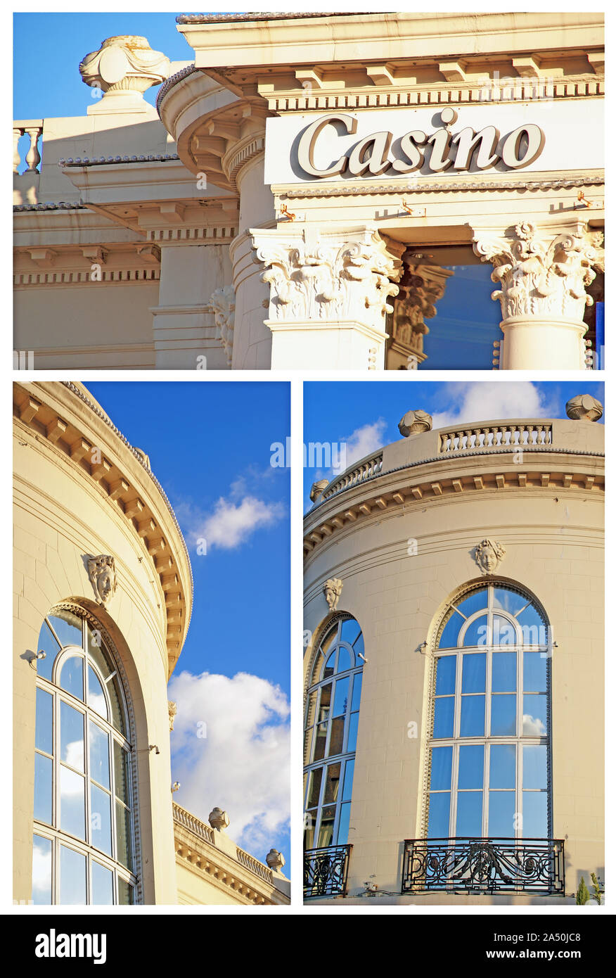 Exterior views in detail of a casino building. Stock Photo