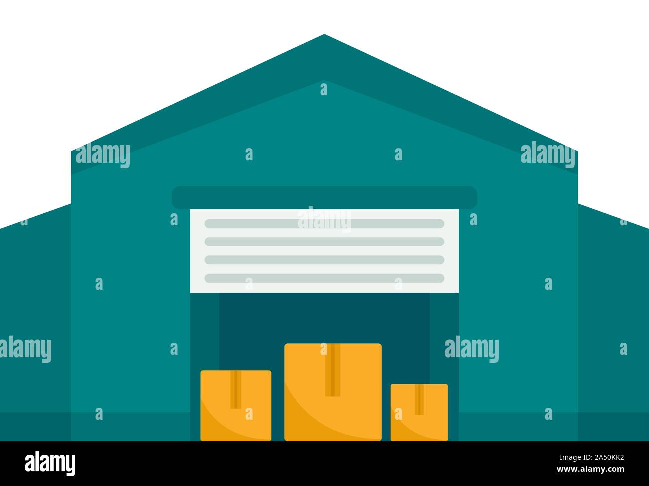 Warehouse building icon. Flat illustration of warehouse building vector icon for web design Stock Vector