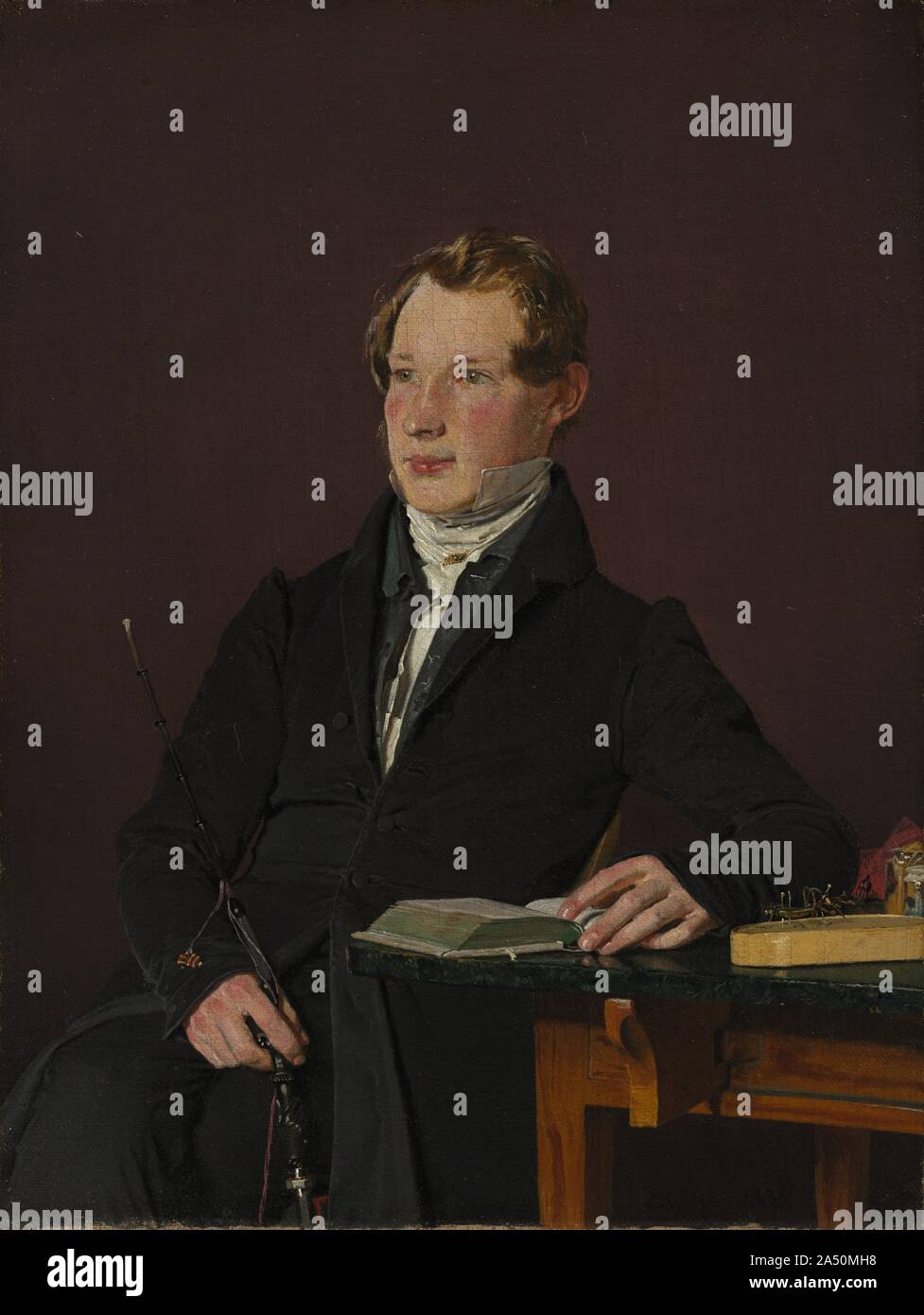 Dr. Johann Henning Kjetil Hjardemaal, 1833. The sitter (1812-1844) was born on the island of Saint Thomas, at that time a colony in the Danish West Indies. He was sent to Copenhagen to study medicine and later set up practice at Satrup in Schleswig, then part of Denmark. For health reasons, he returned with his wife to the Virgin Islands, where they both died in 1844. Stock Photo