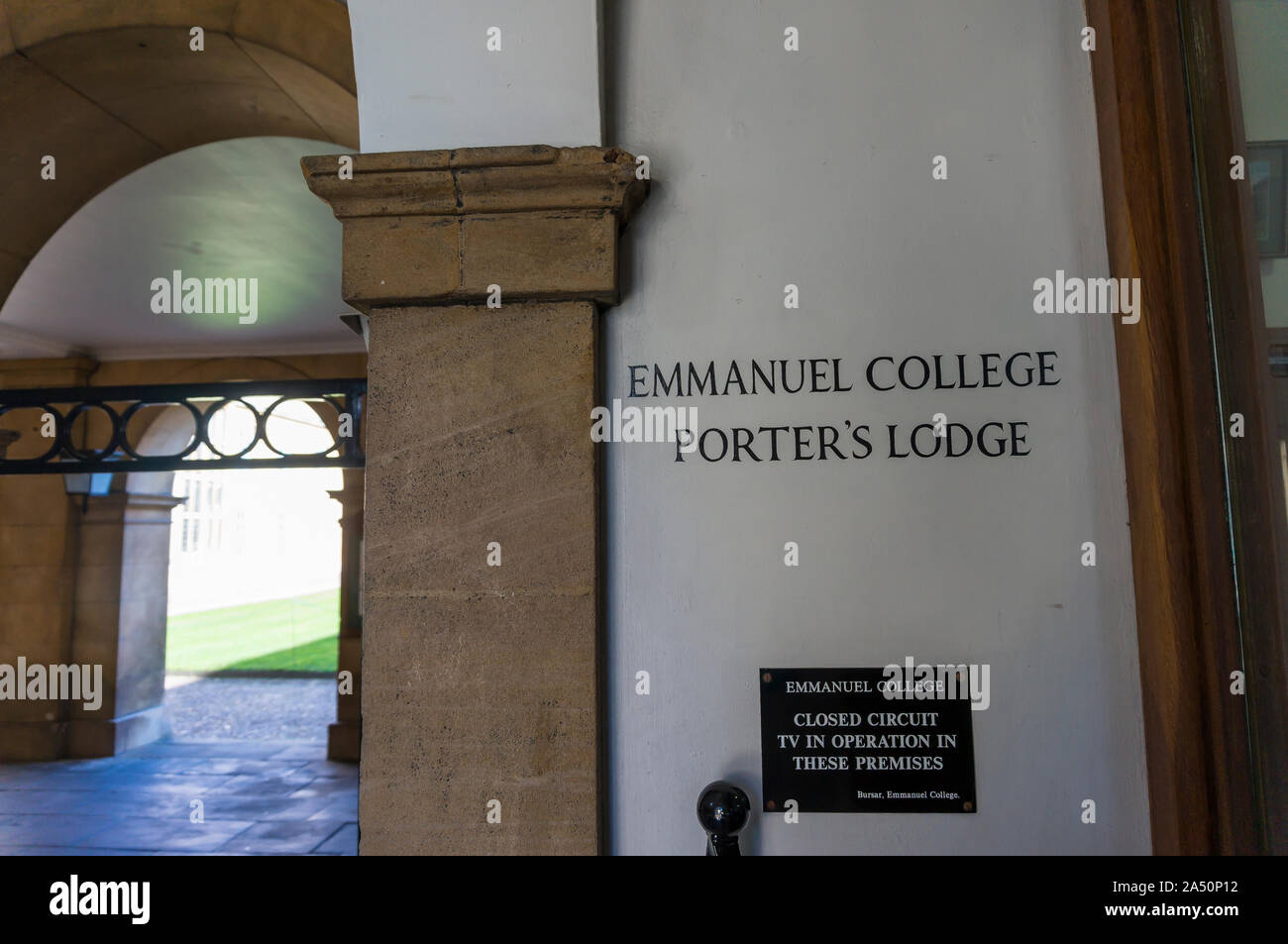 Emmanuel College gardens. Magnificent Cambridge University Courtyard with Spectacular Architecture Stock Photo
