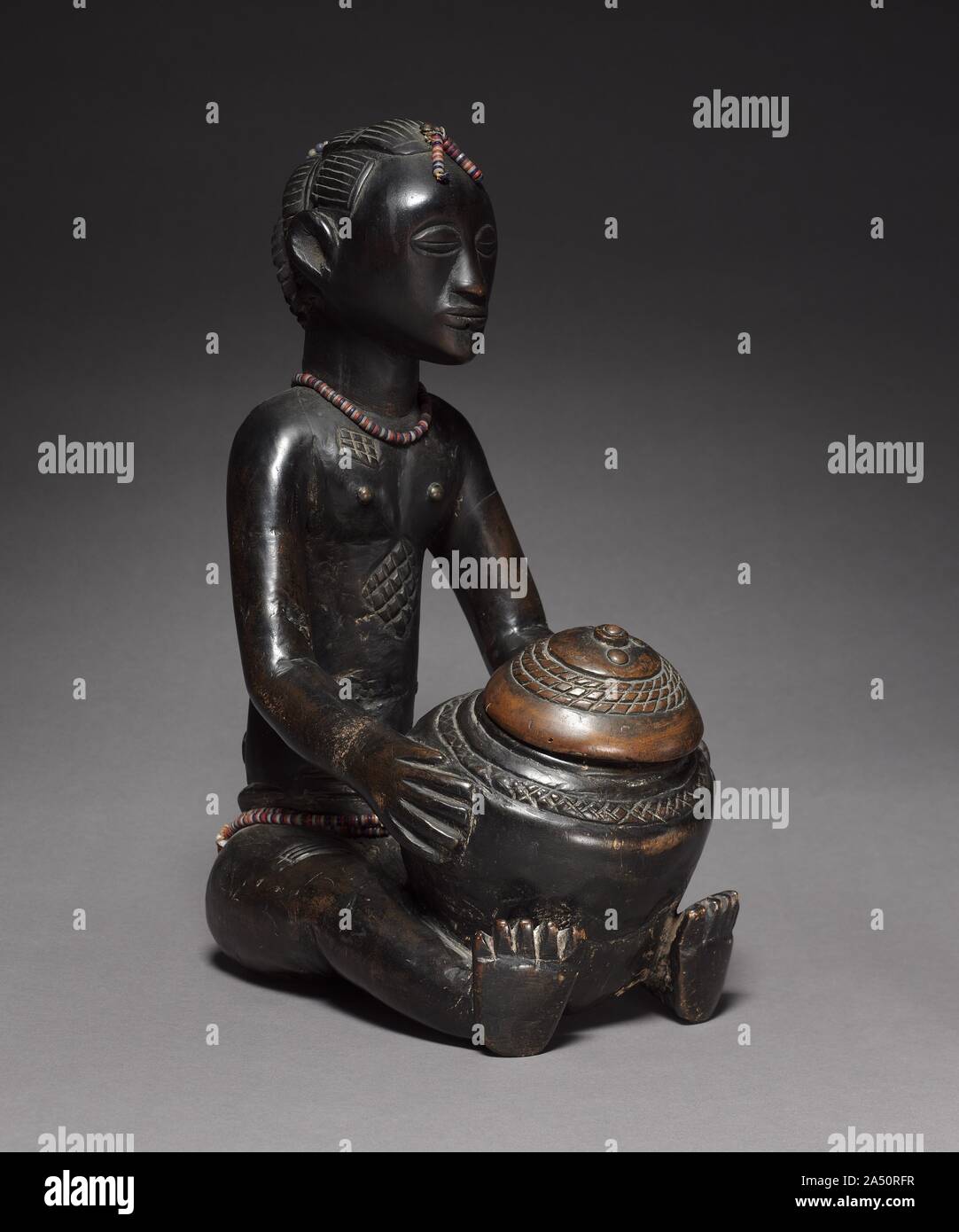 Female Bowl Bearing Figure Late 1800s early 1900s Filled With White Chalk a Symbol Of The Moon 