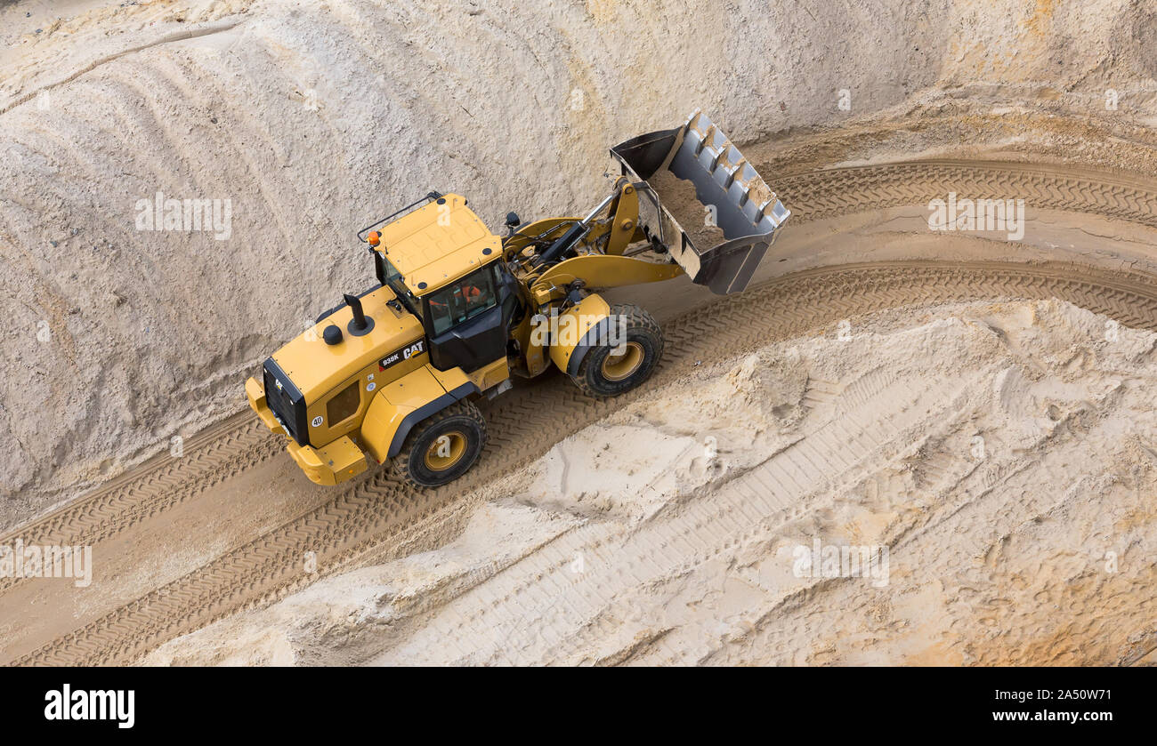 aerial view of wheel loader on construction site Stock Photo