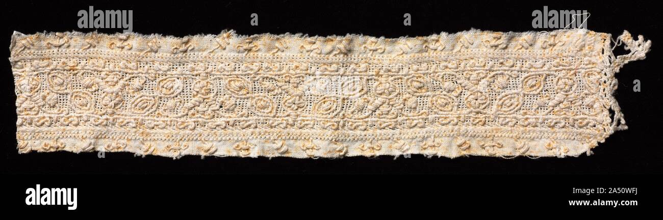 Fragment of a Band with Abstract Pattern, 1500s. Stock Photo