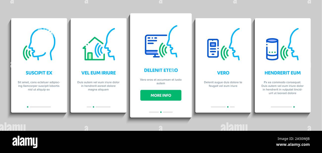 Voice Control Onboarding Elements Icons Set Vector Stock Vector