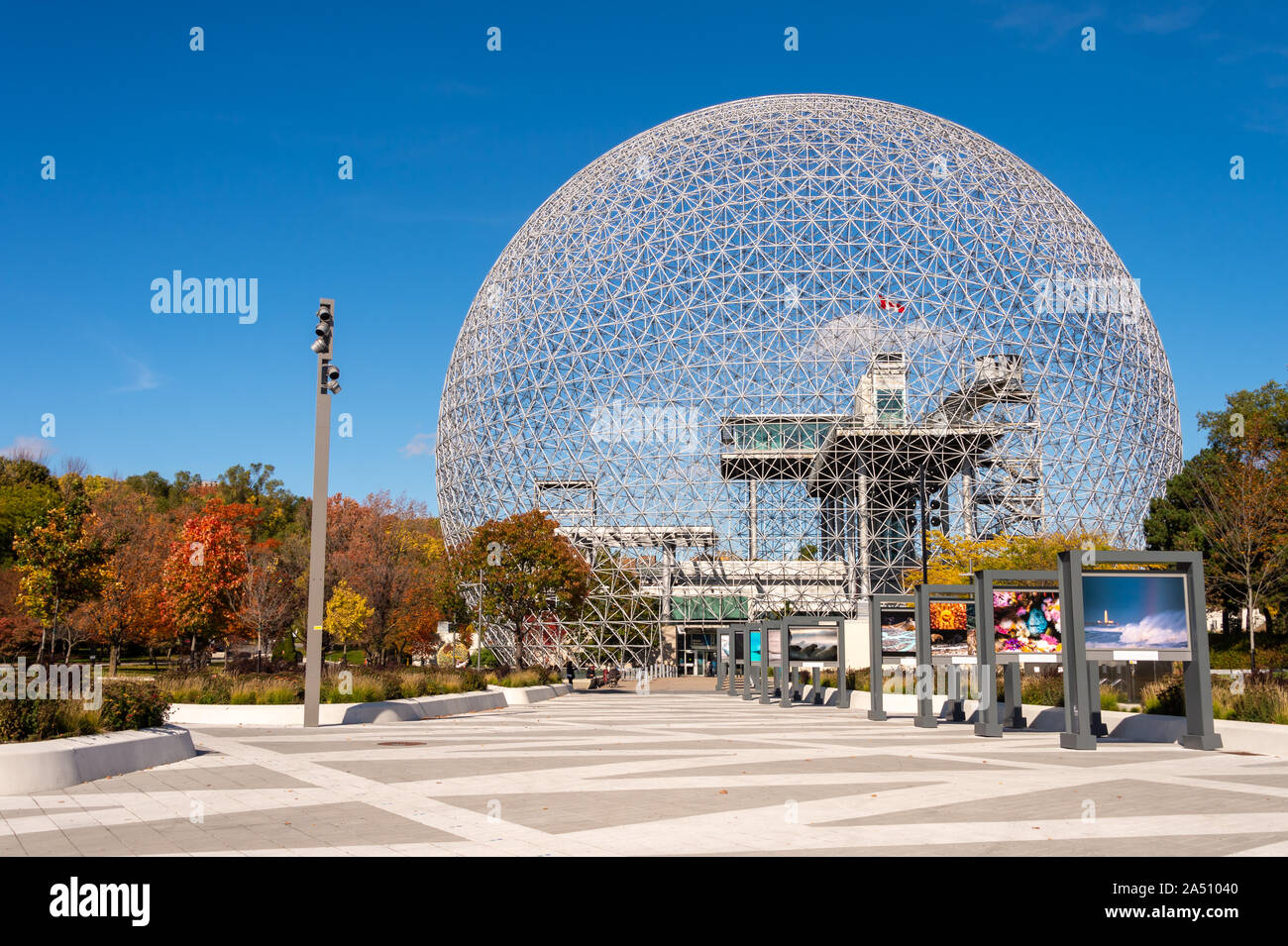 Montreal, Canada - 15 October 2019: Biosphere and Parc Jean Drapeau in the Autumn season Stock Photo