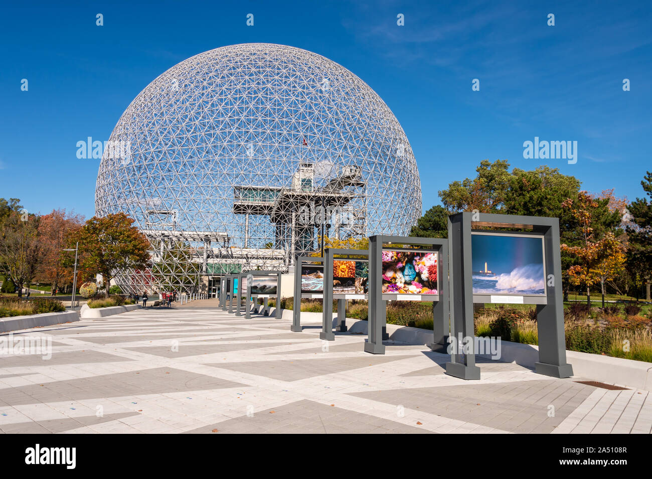 Montreal, Canada - 15 October 2019: Biosphere and Parc Jean Drapeau in the Autumn season Stock Photo
