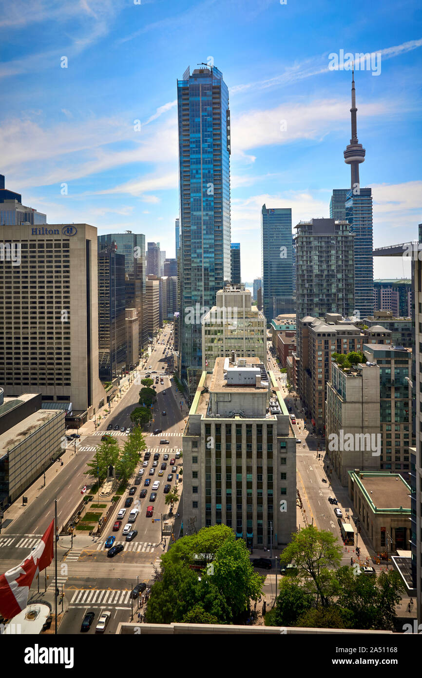 Beautiful Sunny Day over The Downtown Urban Center of Toronto Ontario Canada Stock Photo