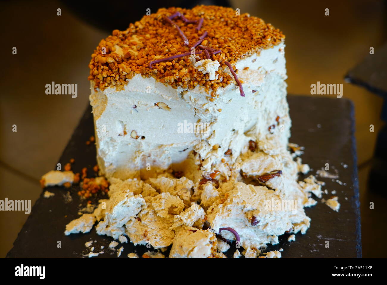 View of halva, a dense sticky confection made with ground sesame seeds