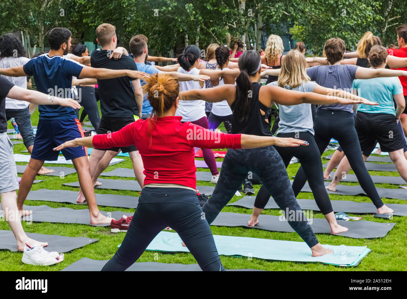England, London, Southwark, Potters Field, Public Yoga Class Stock