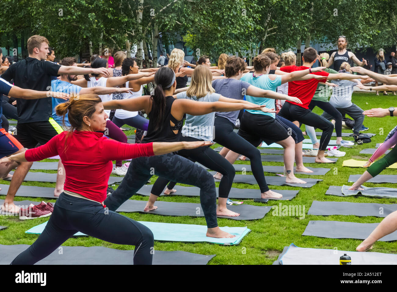 England, London, Southwark, Potters Field, Public Yoga Class Stock