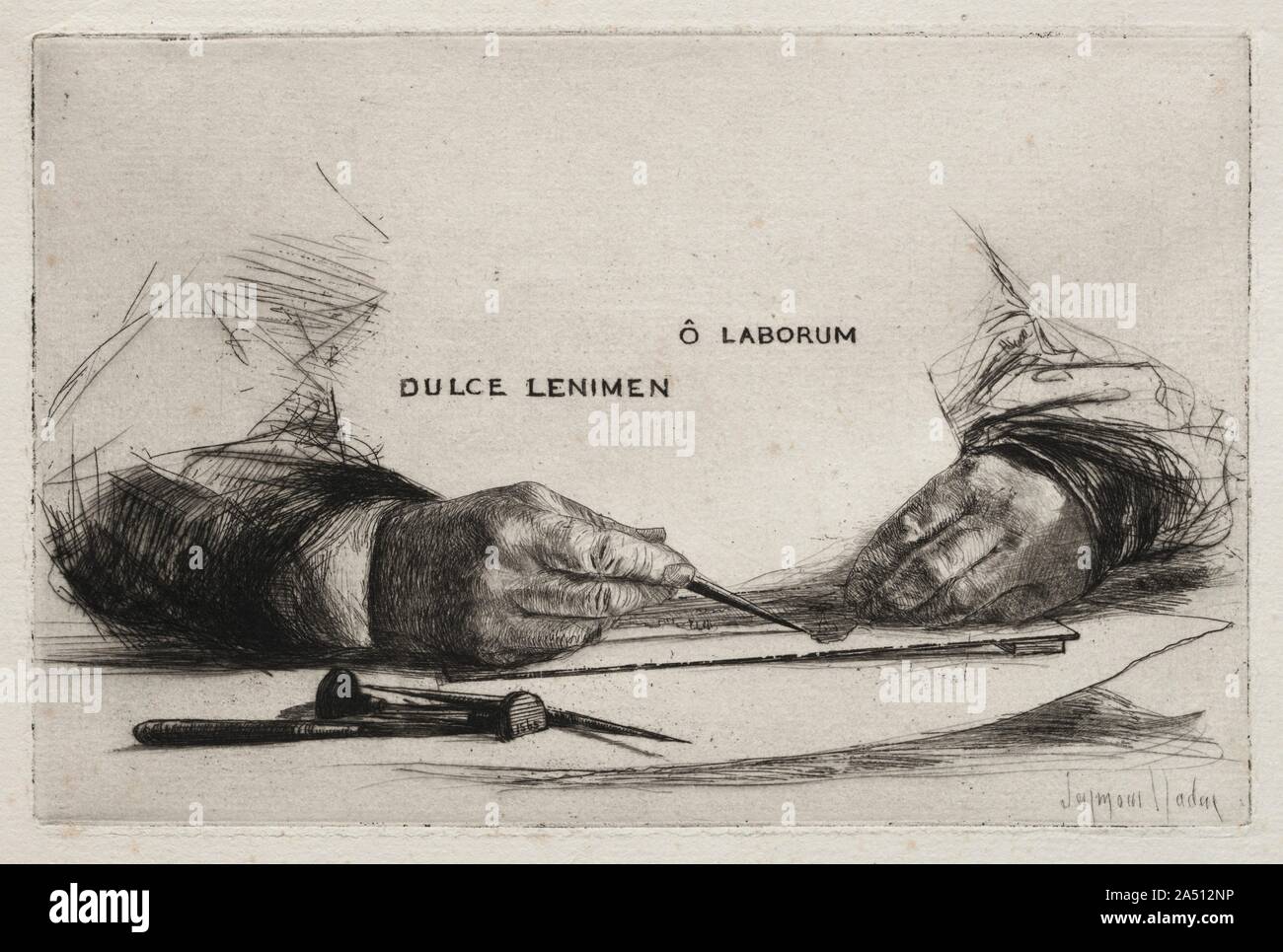 Hands Etching, 1865 Stock Photo Alamy