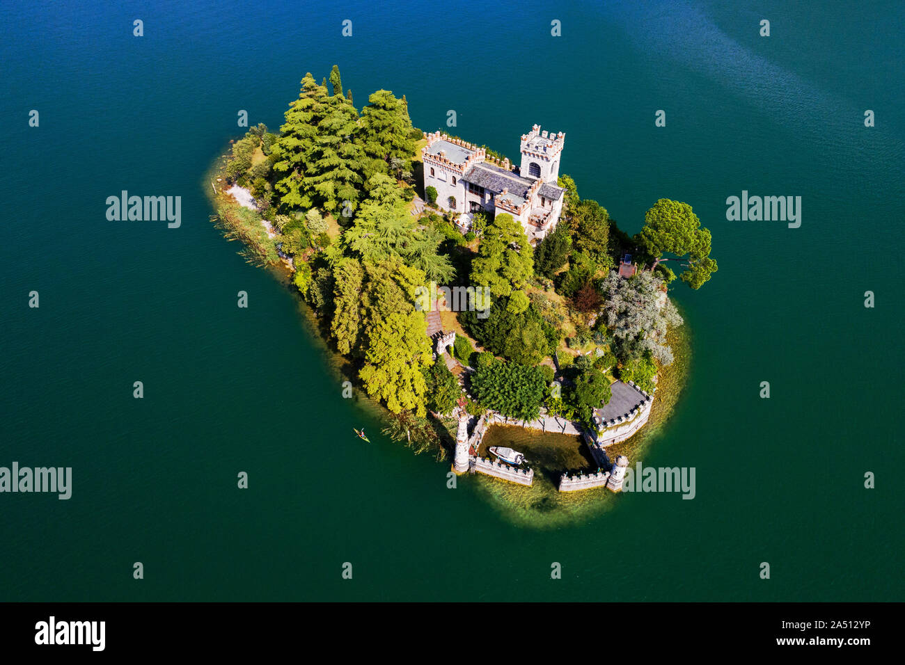 Iseo Lake (IT) - Island of Loreto - aerial view Stock Photo