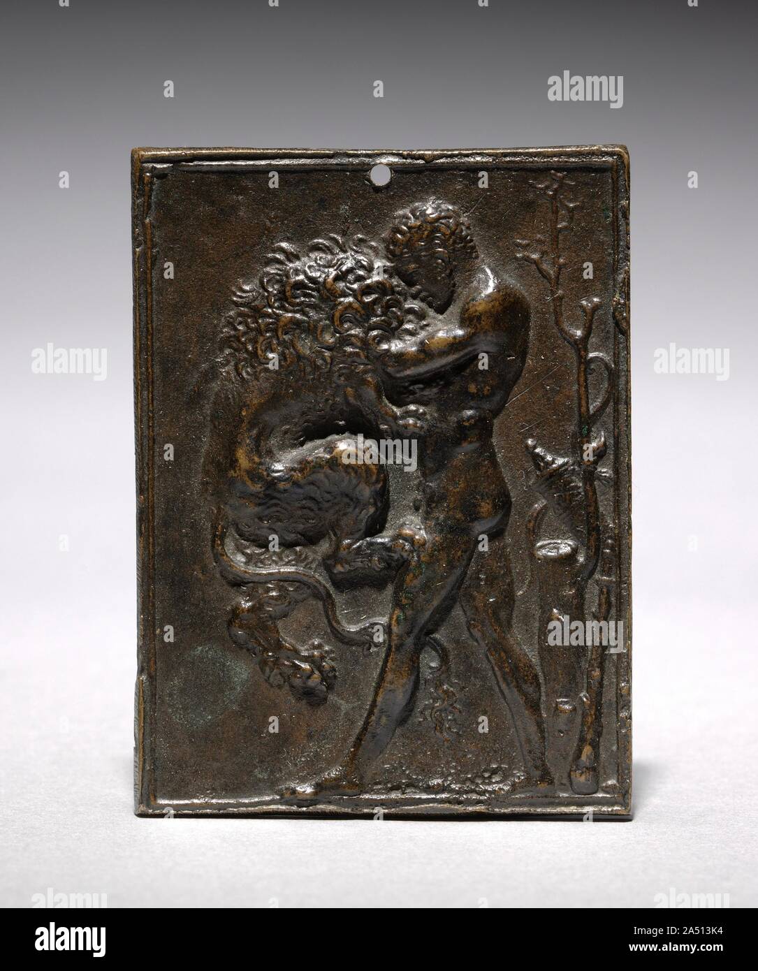 Hercules And The Nemean Lion 16th Century Whereas The Ancient Sculpture Of Hercules Nearby May Have Served As A Sacred Offering This Renaissance Plaquette And Statue Were Collected And Appreciated For The