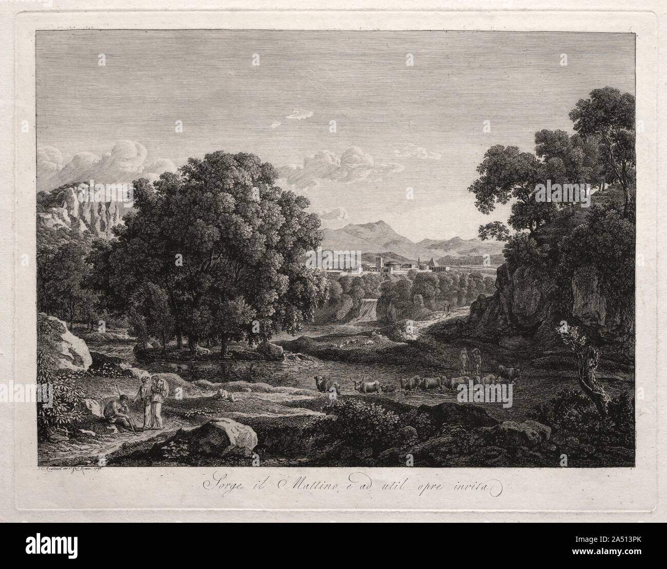 Heroic Landscape: Cattle Crossing the River, 1795. Stock Photo