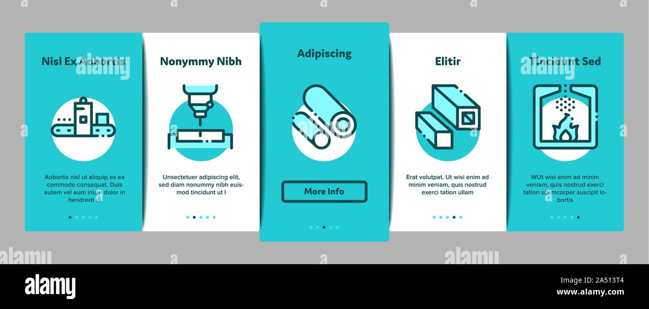 Metallurgical Onboarding Elements Icons Set Vector Stock Vector