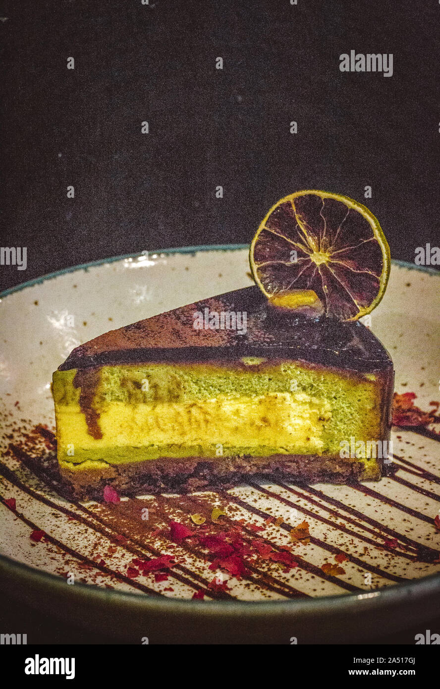 Pistachio & Yuzu Feuilletine Cake A springtime delight; light and zesty