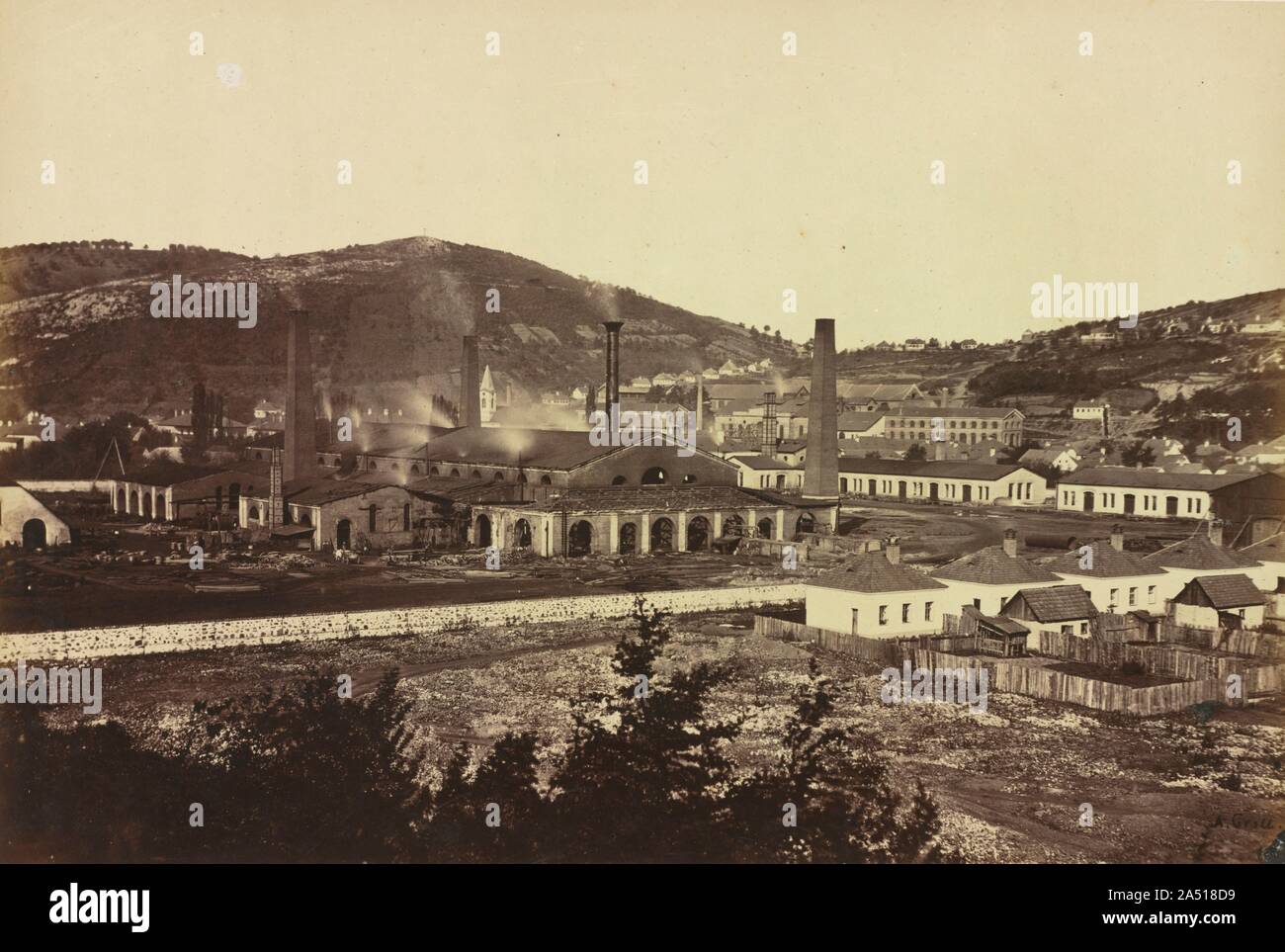 Ironworks in Reschitza, c. 1860. Stock Photo